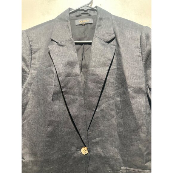 Quince European 100% Linen Structure Blazer Women Large Black Preppy Office Goth - Picture 14 of 16